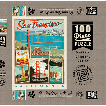 San Francisco: Multi-Image Collage Print, Vintage Poster 100 Puzzle Schachtel 3D Modell