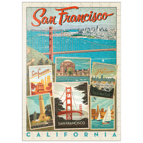 Darstellung des Puzzle-Motivs San Francisco: Multi-Image Collage Print, Vintage Poster – Puzzleteile: 200