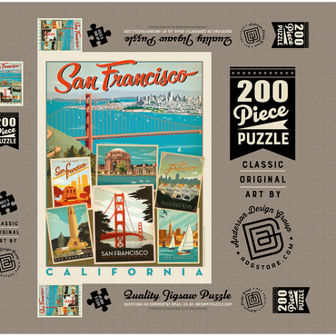 San Francisco: Multi-Image Collage Print, Vintage Poster 200 Puzzle Schachtel 3D Modell