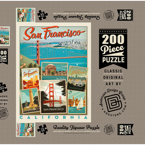 San Francisco: Multi-Image Collage Print, Vintage Poster 200 Puzzle Schachtel 3D Modell