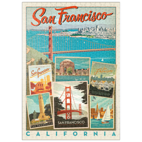 Darstellung des Puzzle Motivs San Francisco: Multi-Image Collage Print, Vintage Poster - Puzzleteile: 500