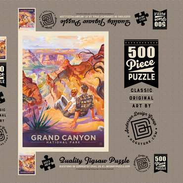 Grand Canyon National Park: A Grand Vista, Vintage Poster 500 Puzzle Schachtel 3D Modell