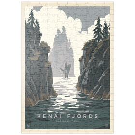 Darstellung des Puzzle Motivs Kenai Fjords National Park: Whale Watching, Vintage Poster - Puzzleteile: 200