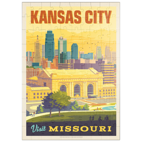 Darstellung des Puzzle Motivs Missouri: Kansas City, Union Station, Vintage Poster - Puzzleteile: 100