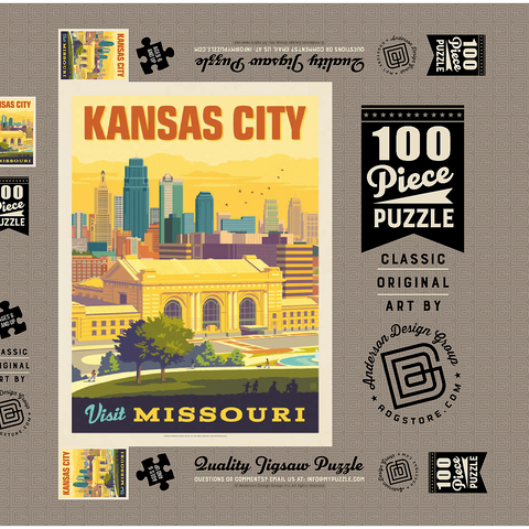 Missouri: Kansas City, Union Station, Vintage Poster 100 Puzzle Schachtel 3D Modell