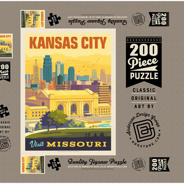 Missouri: Kansas City, Union Station, Vintage Poster 200 Puzzle Schachtel 3D Modell