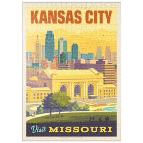 Darstellung des Puzzle Motivs Missouri: Kansas City, Union Station, Vintage Poster - Puzzleteile: 500
