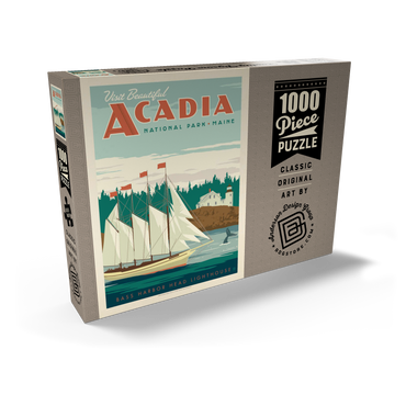 Acadia National Park: Bass Harbor Head, Vintage Poster 1000 Puzzle Schachtel Ansicht2