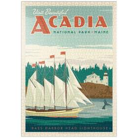 Darstellung des Puzzle Motivs Acadia National Park: Bass Harbor Head, Vintage Poster - Puzzleteile: 1000