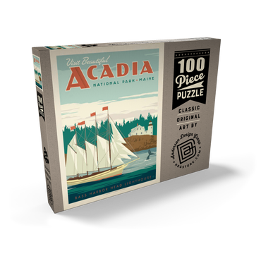 Acadia National Park: Bass Harbor Head, Vintage Poster 100 Puzzle Schachtel Ansicht2