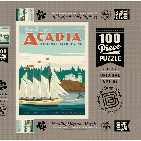 Acadia National Park: Bass Harbor Head, Vintage Poster 100 Puzzle Schachtel 3D Modell