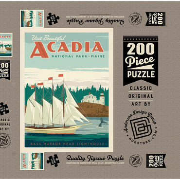 Acadia National Park: Bass Harbor Head, Vintage Poster 200 Puzzle Schachtel 3D Modell