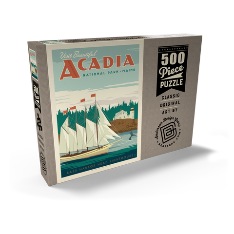 Acadia National Park: Bass Harbor Head, Vintage Poster 500 Puzzle Schachtel Ansicht2
