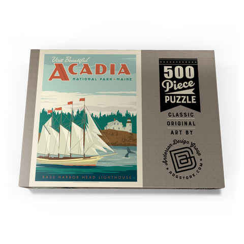 Acadia National Park: Bass Harbor Head, Vintage Poster 500 Puzzle Schachtel Ansicht3