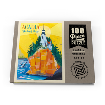 Acadia National Park: Lighthouse (Mod Design), Vintage Poster 100 Puzzle Schachtel Ansicht3