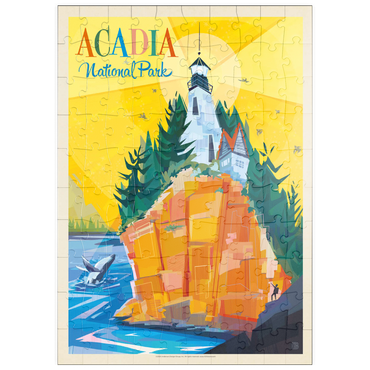 puzzleplate Acadia National Park: Lighthouse (Mod Design), Vintage Poster 100 Puzzle