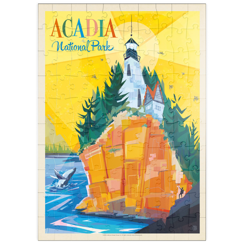 puzzleplate Acadia National Park: Lighthouse (Mod Design), Vintage Poster 100 Puzzle