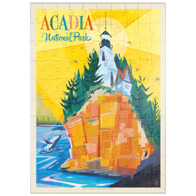 Darstellung des Puzzle Motivs Acadia National Park: Lighthouse (Mod Design), Vintage Poster - Puzzleteile: 100