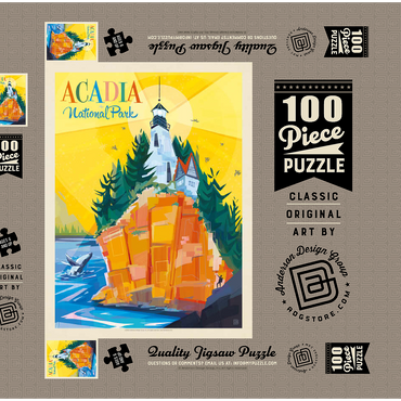 Acadia National Park: Lighthouse (Mod Design), Vintage Poster 100 Puzzle Schachtel 3D Modell
