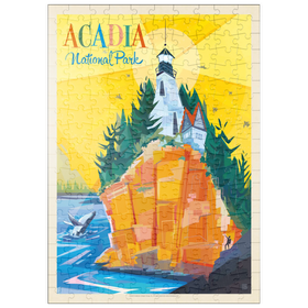 Darstellung des Puzzle-Motivs Acadia National Park: Lighthouse (Mod Design), Vintage Poster – Puzzleteile: 200