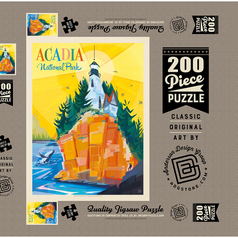 Acadia National Park: Lighthouse (Mod Design), Vintage Poster 200 Puzzle Schachtel 3D Modell