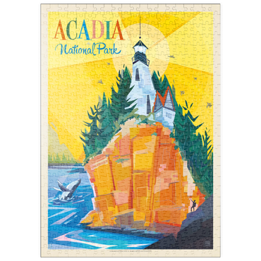 puzzleplate Acadia National Park: Lighthouse (Mod Design), Vintage Poster 500 Puzzle