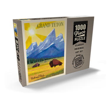 Grand Teton National Park (Mod Design), Vintage Poster 1000 Puzzle Schachtel Ansicht2