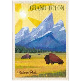 Darstellung des Puzzle-Motivs Grand Teton National Park (mod design), vintage poster – Puzzleteile: 1000