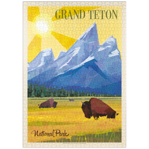 puzzleplate Grand Teton National Park (Mod Design), Vintage Poster 1000 Puzzle