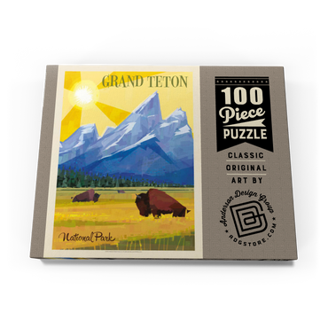 Grand Teton National Park (Mod Design), Vintage Poster 100 Puzzle Schachtel Ansicht3