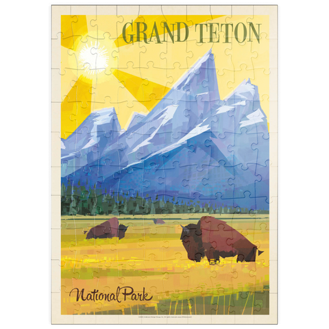 puzzleplate Grand Teton National Park (Mod Design), Vintage Poster 100 Puzzle