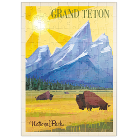 Darstellung des Puzzle Motivs Grand Teton National Park (mod design), vintage poster - Puzzleteile: 100
