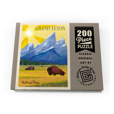 Grand Teton National Park (Mod Design), Vintage Poster 200 Puzzle Schachtel Ansicht3