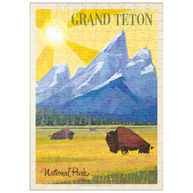 Darstellung des Puzzle Motivs Grand Teton National Park (mod design), vintage poster - Puzzleteile: 200