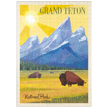 puzzleplate Grand Teton National Park (Mod Design), Vintage Poster 500 Puzzle