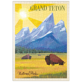 Darstellung des Puzzle Motivs Grand Teton National Park (mod design), vintage poster - Puzzleteile: 500