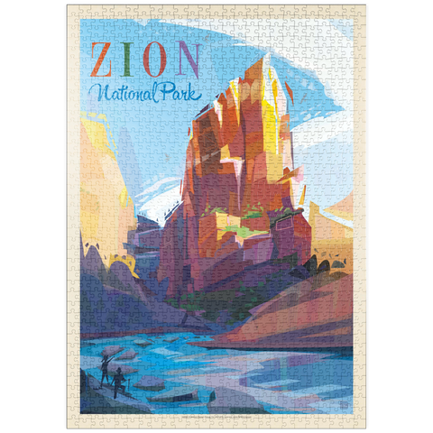 puzzleplate Zion National Park: Angels Landing (Mod Design), Vintage Poster 1000 Puzzle
