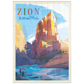 Darstellung des Puzzle Motivs Zion National Park: Angels Landing (Mod Design), Vintage Poster - Puzzleteile: 100