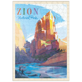 Darstellung des Puzzle-Motivs Zion National Park: Angels Landing (Mod Design), Vintage Poster – Puzzleteile: 200
