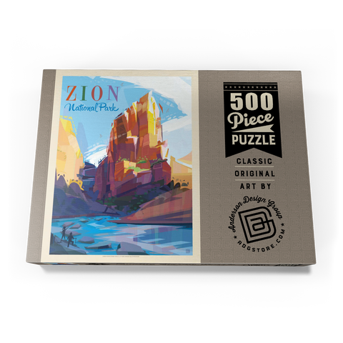 Zion National Park: Angels Landing (Mod Design), Vintage Poster 500 Puzzle Schachtel Ansicht3