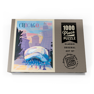 Chicago, IL: Millennium Park (Mod Design), Vintage Poster 1000 Puzzle Schachtel Ansicht3