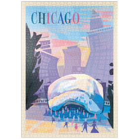 Darstellung des Puzzle-Motivs Chicago, IL: Millennium Park (Mod Design), Vintage Poster – Puzzleteile: 1000
