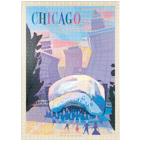 puzzleplate Chicago, IL: Millennium Park (Mod Design), Vintage Poster 1000 Puzzle