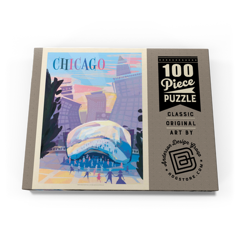 Chicago, IL: Millennium Park (Mod Design), Vintage Poster 100 Puzzle Schachtel Ansicht3