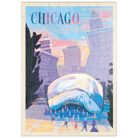 puzzleplate Chicago, IL: Millennium Park (Mod Design), Vintage Poster 100 Puzzle