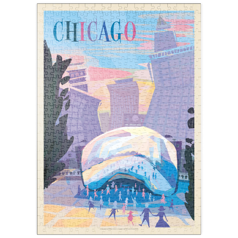 puzzleplate Chicago, IL: Millennium Park (Mod Design), Vintage Poster 500 Puzzle