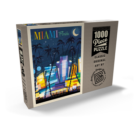 Miami, FL: South Beach (Mod Design), Vintage Poster 1000 Puzzle Schachtel Ansicht2