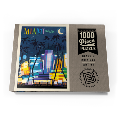 Miami, FL: South Beach (Mod Design), Vintage Poster 1000 Puzzle Schachtel Ansicht3