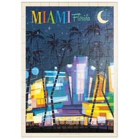 Darstellung des Puzzle Motivs Miami, FL: South Beach (Mod Design), Vintage Poster - Puzzleteile: 100
