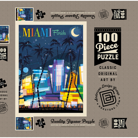 Miami, FL: South Beach (Mod Design), Vintage Poster 100 Puzzle Schachtel 3D Modell